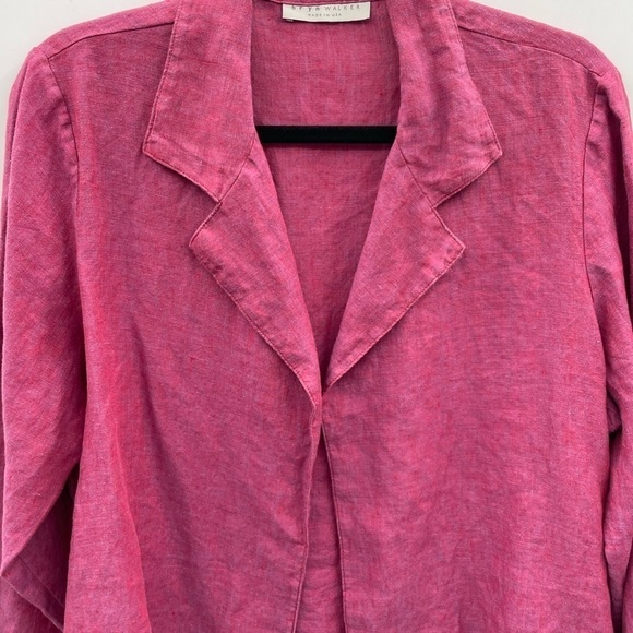 Bryan walker maroon open front 100% linen lagonlook woman bohemian jacket medium - Picture 4 of 9